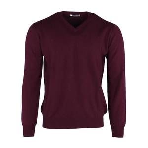 NEW PASHMERE men's pure cashmere v-neck top in bordeaux